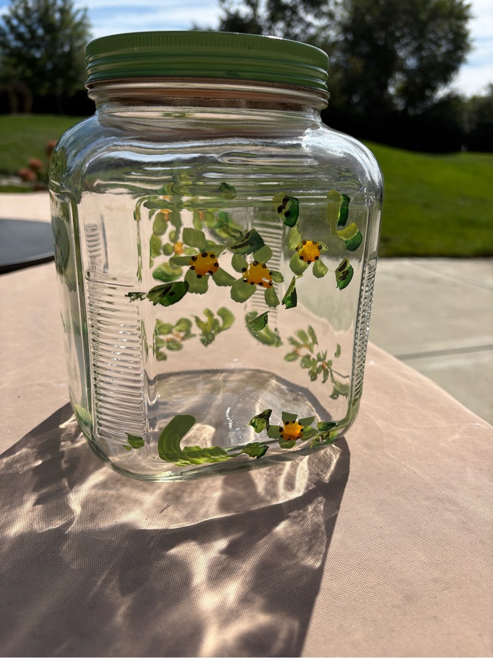 vintage ribbed glass storage jar or canister